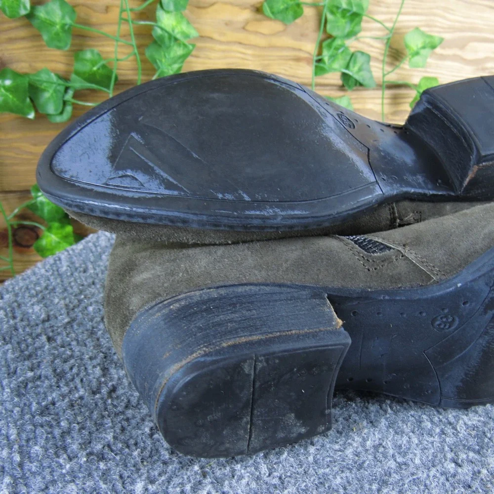 Caralone Women's 36 Brown Suede Ankle Boots Zip Side Low‎ Heel Casual Booties